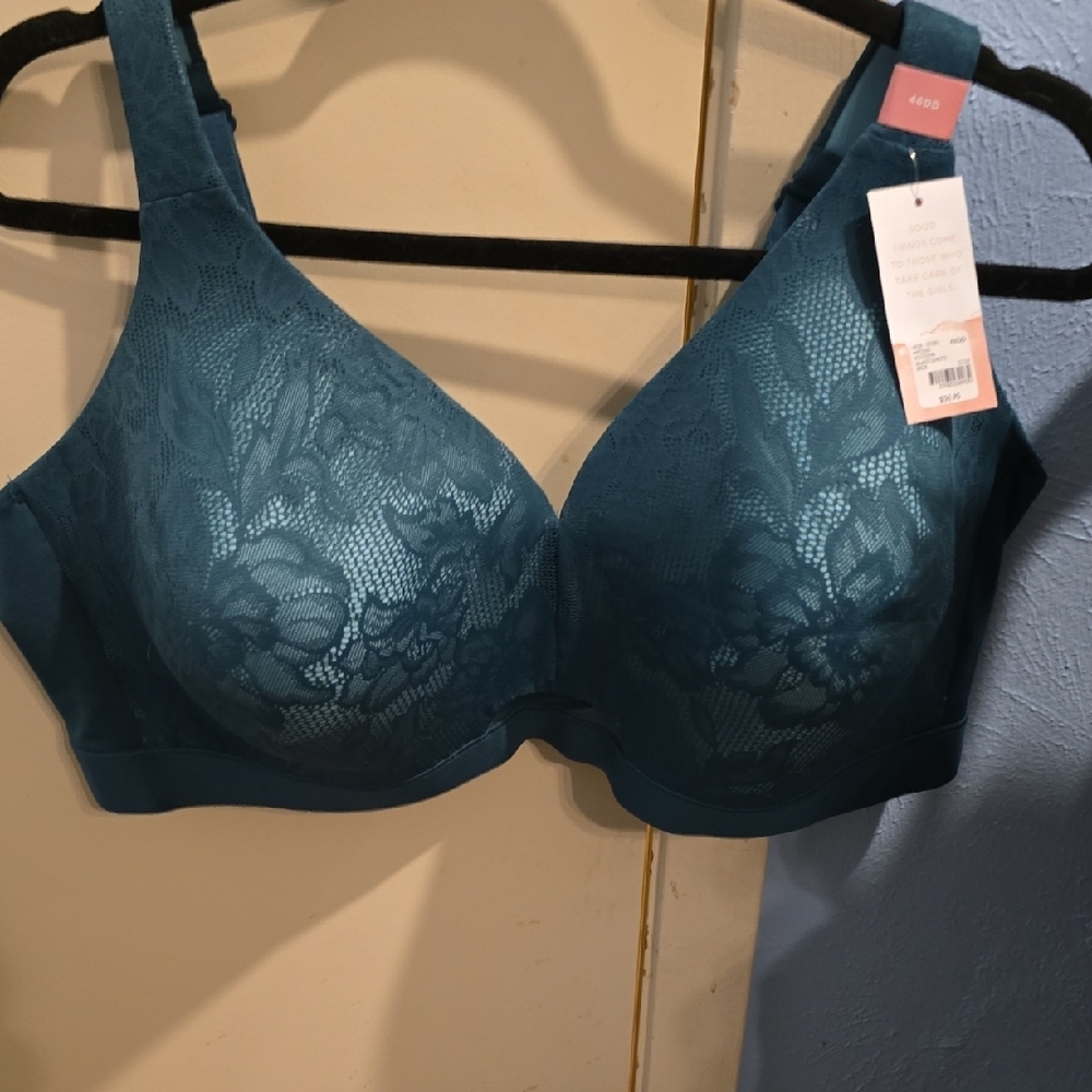 Comfort Bliss Emerald Green Brand New Lane Bryant Cacique Teal Lace Bra 46DD